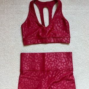 Carbon 38 Takara Shine High Rise Full Length Leggings in red leopard w/ bra